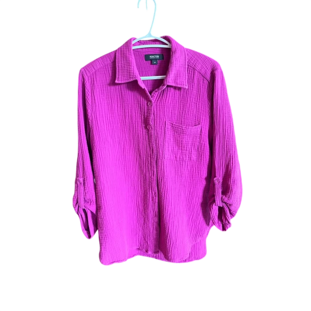 Kenneth Cole Button-Down 100% cotton Shirt small Magenta